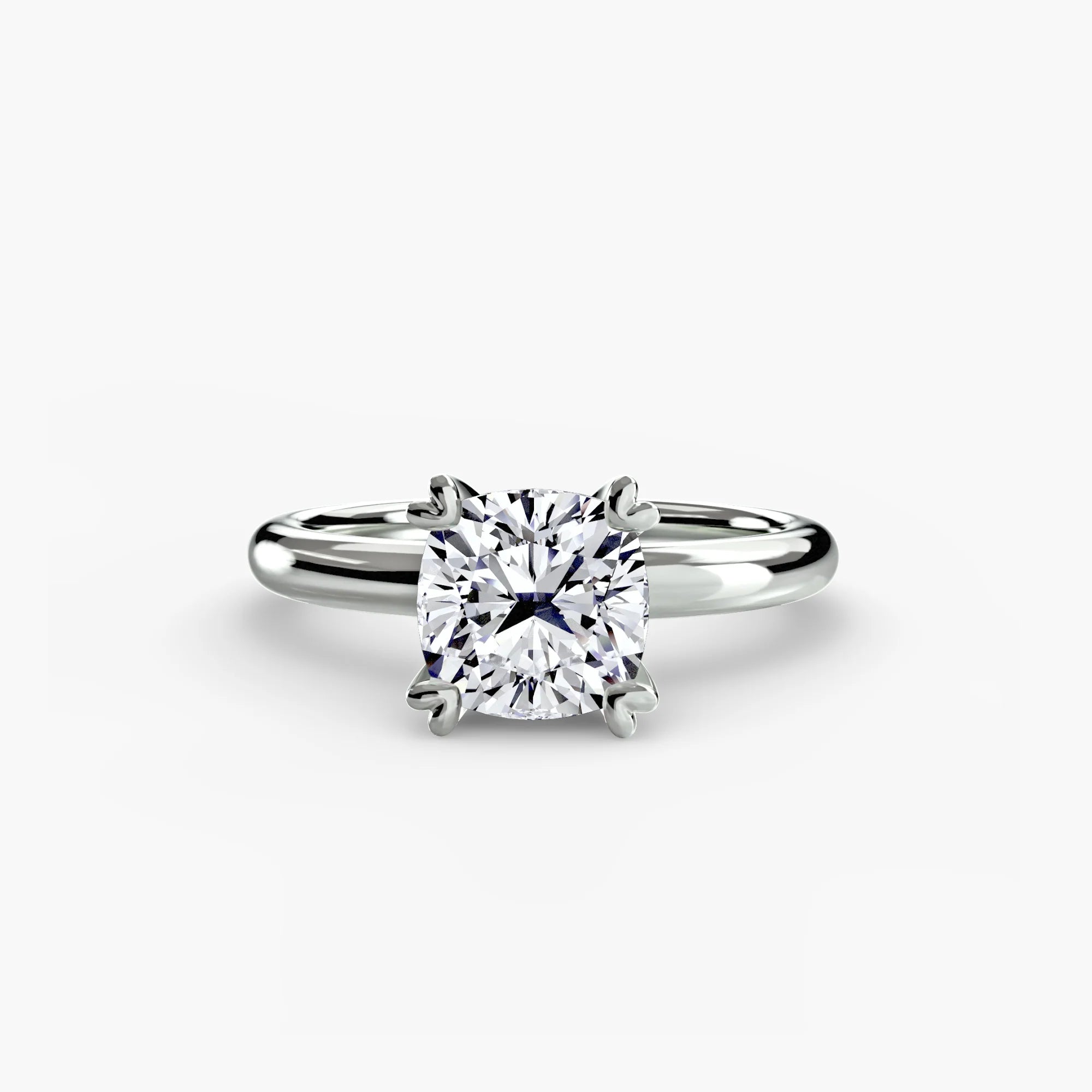 Heart Prong Cushion Solitaire Engagement Ring