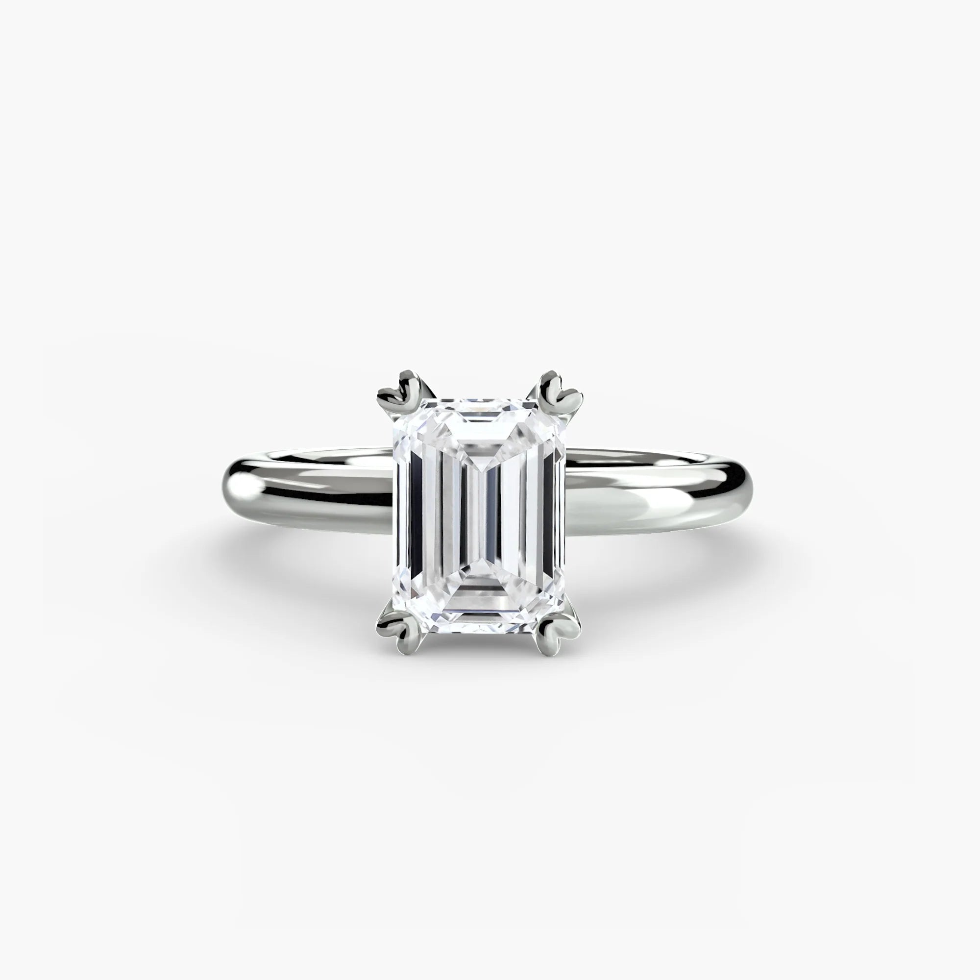 Heart Prong Emerald Solitaire Engagement Ring