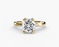 Gold ring with round diamond gold solitaire ring