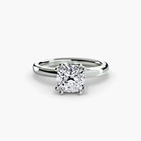 Double Prong Cushion Solitaire ring