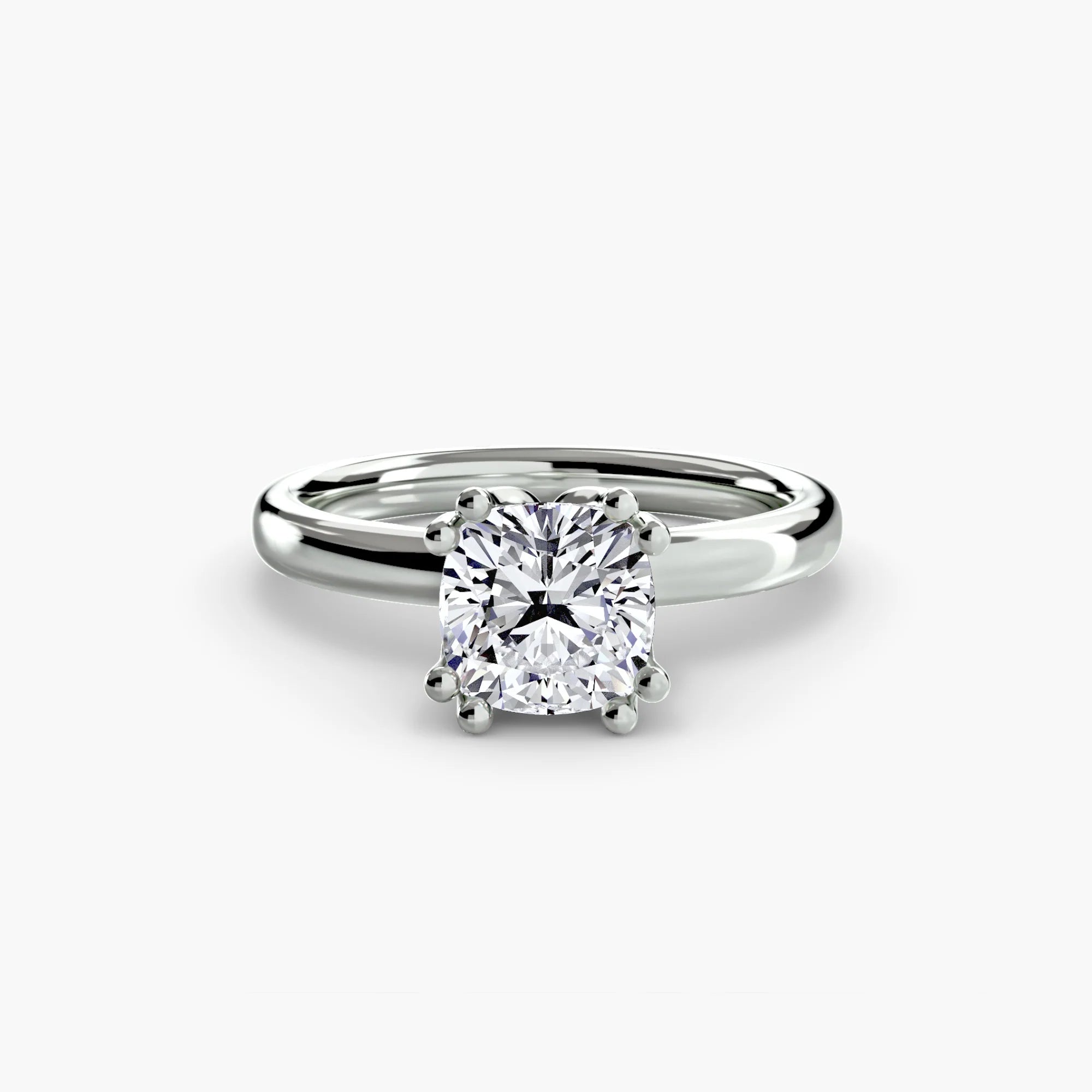 Double Prong Cushion Solitaire ring