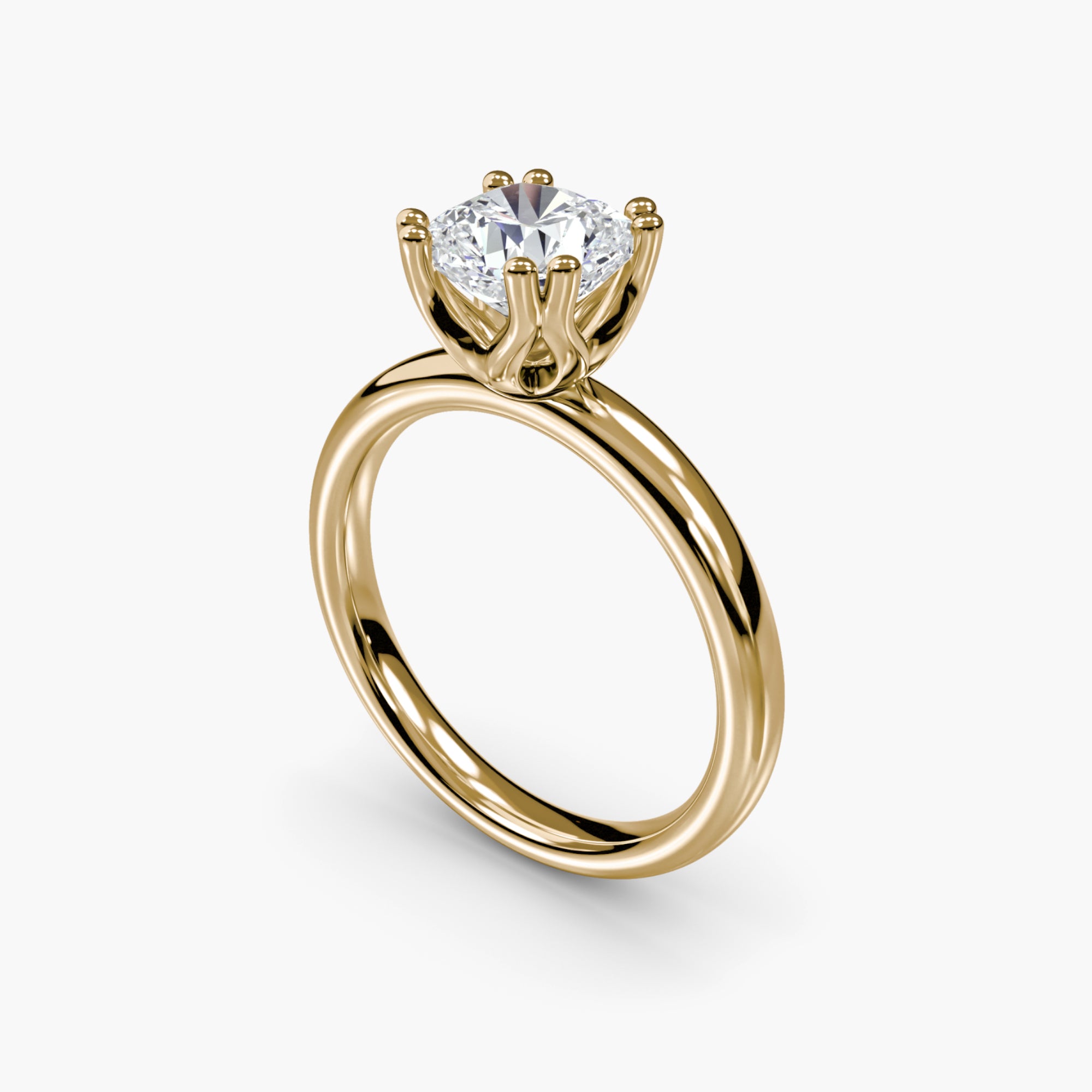 Double Prong Cushion Solitaire ring