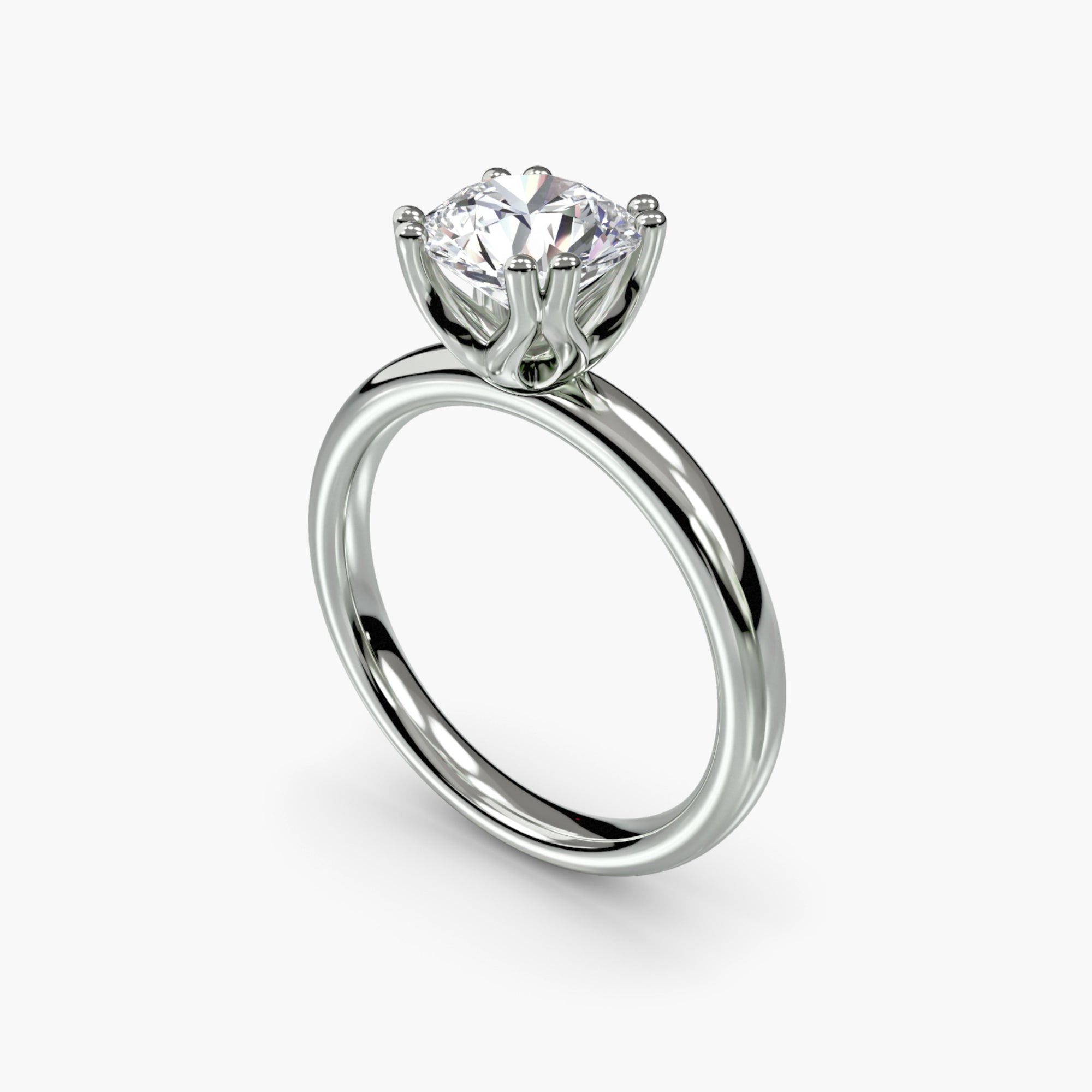 Double Prong Round Solitaire ring