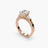 Oval With Pear Three Stome Hidden Halo Ring
