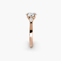 Oval With Pear Three Stome Hidden Halo Ring