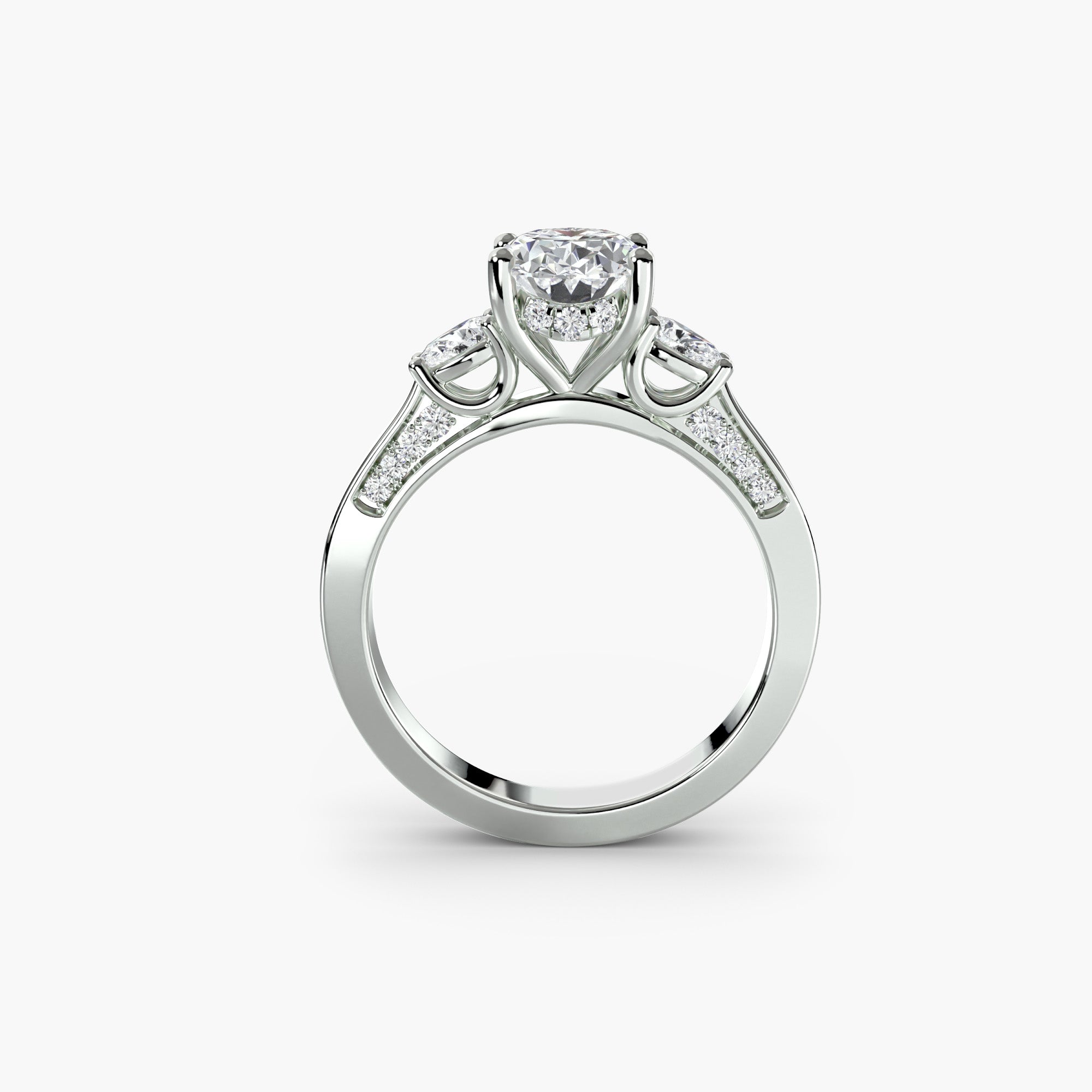 Oval With Pear Three DIamond Ring