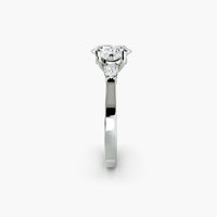 Oval With Pear Three Stome Hidden Halo Ring