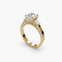 Oval With Pear Three Stome Hidden Halo Ring