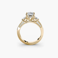 Oval With Pear Three Stome Hidden Halo Ring