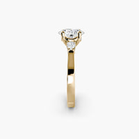 Oval With Pear Three Stome Hidden Halo Ring