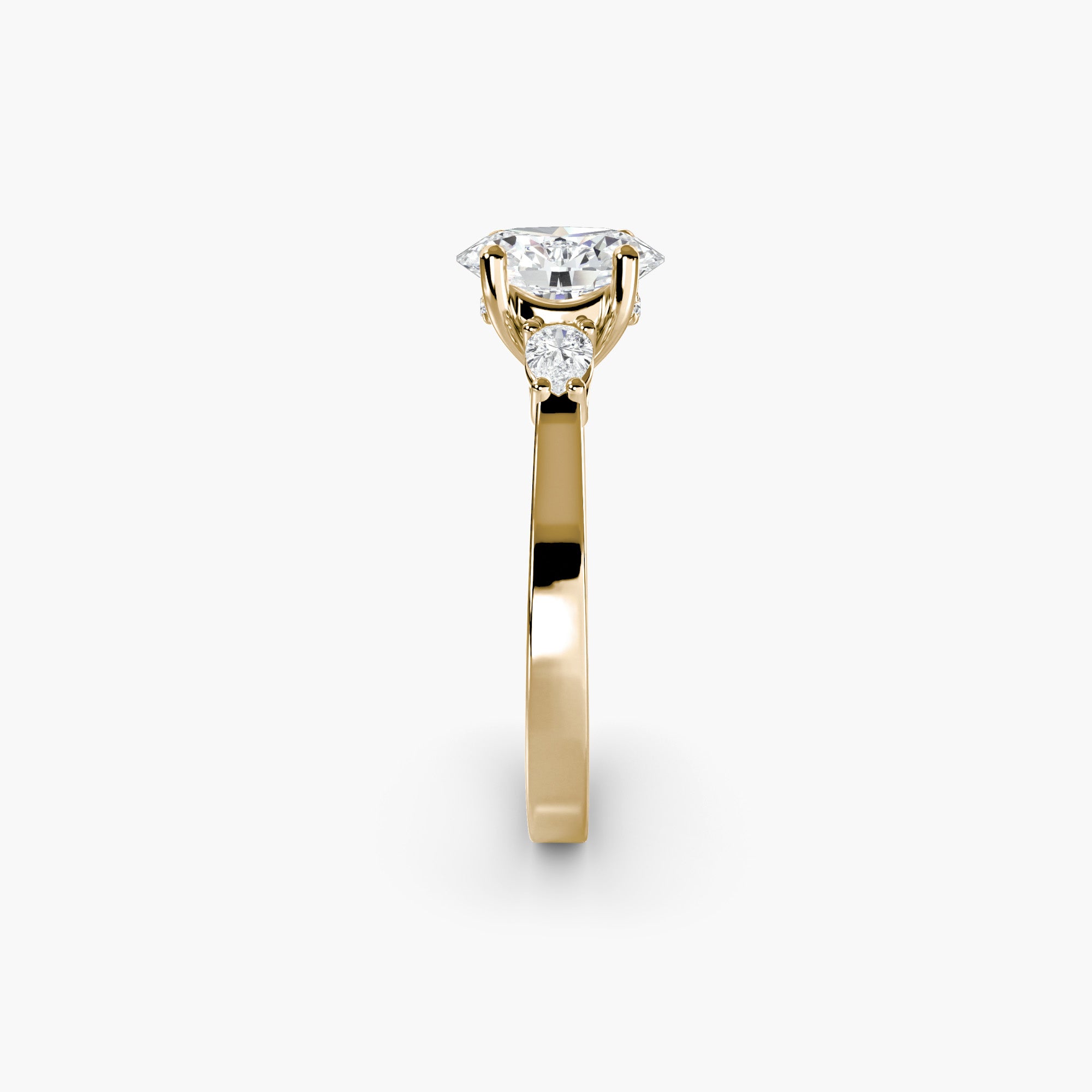Oval With Pear Three Stome Hidden Halo Ring