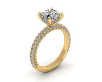 Celeste Round Gallery Three Row Micro pavé Engagement Ring