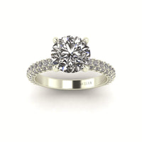 Celeste Round Gallery Three Row Micro pavé Engagement Ring