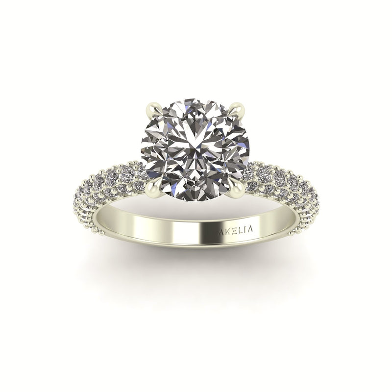 Celeste Round Gallery Three Row Micro pavé Engagement Ring
