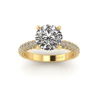 Celeste Round Gallery Three Row Micro pavé Engagement Ring