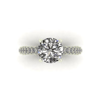 Celeste Round Gallery Three Row Micro pavé Engagement Ring