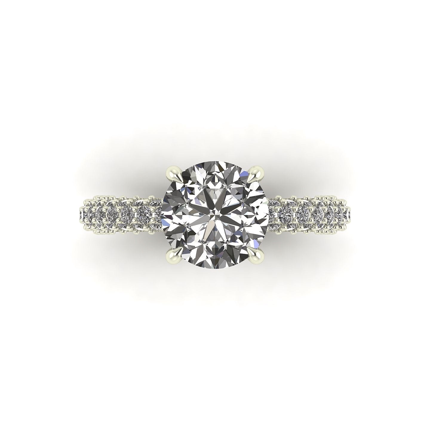 Celeste Round Gallery Three Row Micro pavé Engagement Ring