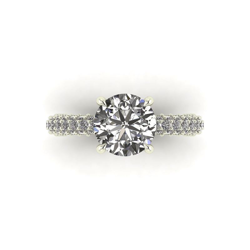 Celeste Round Gallery Three Row Micro pavé Engagement Ring
