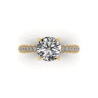 Celeste Round Gallery Three Row Micro pavé Engagement Ring