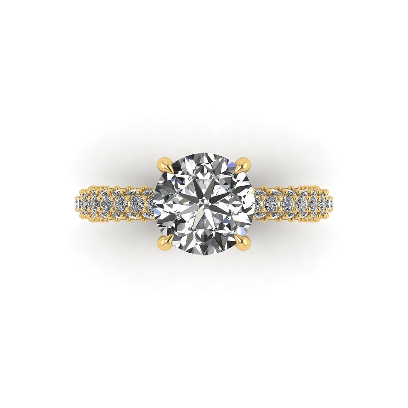 Celeste Round Gallery Three Row Micro pavé Engagement Ring