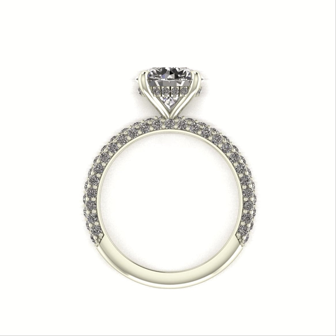 Celeste Round Gallery Three Row Micro pavé Engagement Ring