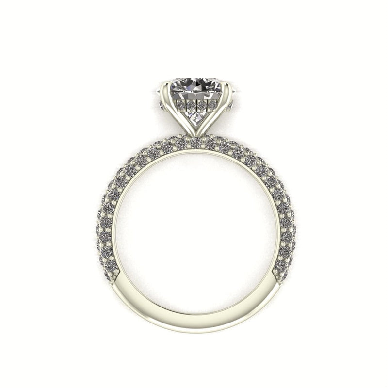 Celeste Round Gallery Three Row Micro pavé Engagement Ring