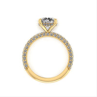 Celeste Round Gallery Three Row Micro pavé Engagement Ring