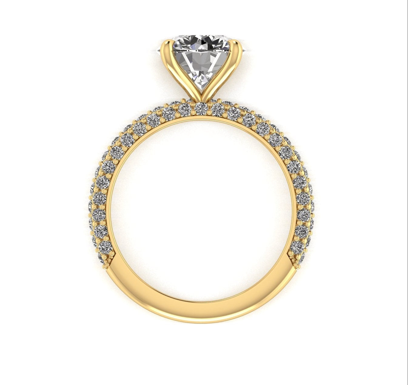 Celeste Round Three Row Micro Pavé Engagement Ring