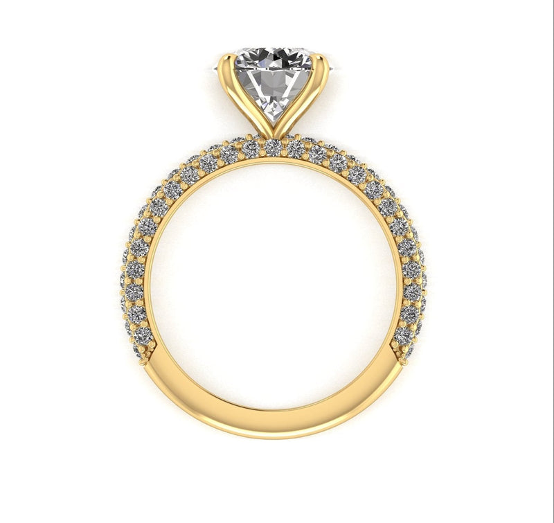 Celeste Round Three Row Micro Pavé Engagement Ring