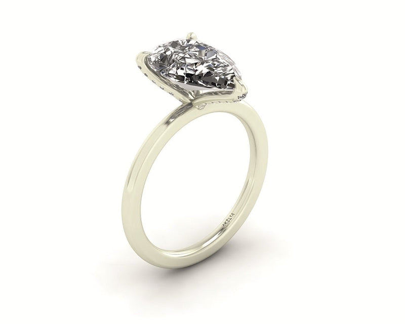 Pear Diamond Set Prongs Solitaire Engagement Ring