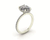 Oval Diamond Set Prongs Gallery Engagement Ring with Pavé Band