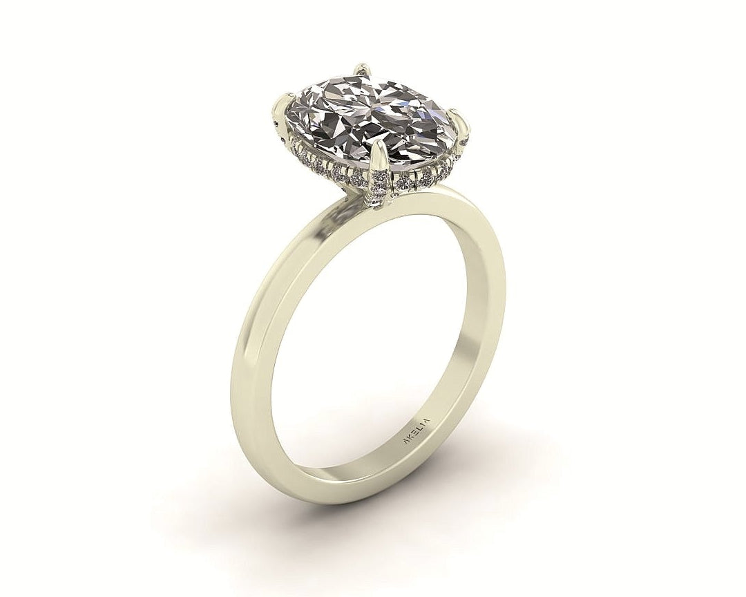 Oval Diamond Set Prongs Gallery Engagement Ring