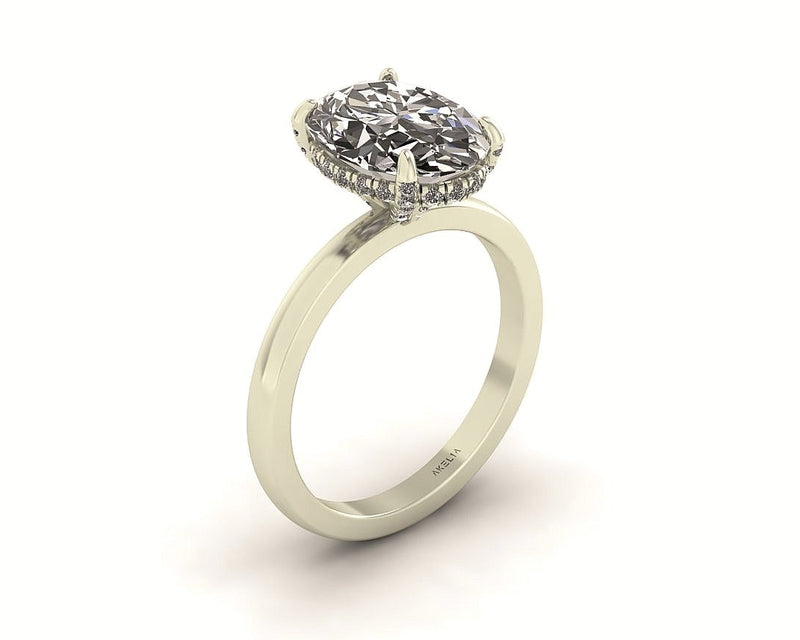 Oval Diamond Set Prongs Gallery Engagement Ring