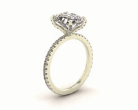 Oval Diamond Set Prongs Engagement Ring with Pavé Band