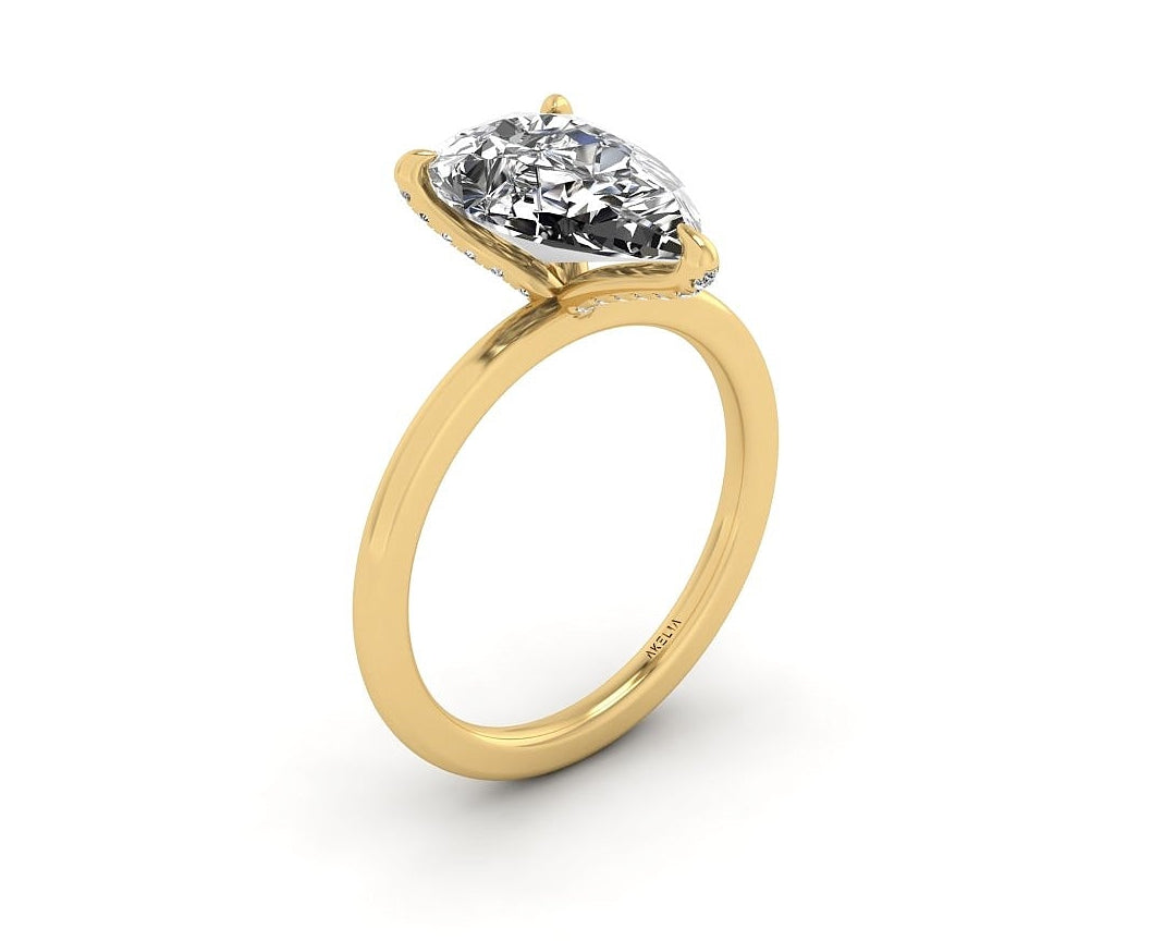 Pear Diamond Set Prongs Solitaire Engagement Ring