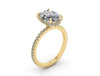 Oval Diamond Set Prongs Gallery Engagement Ring with Pavé Band