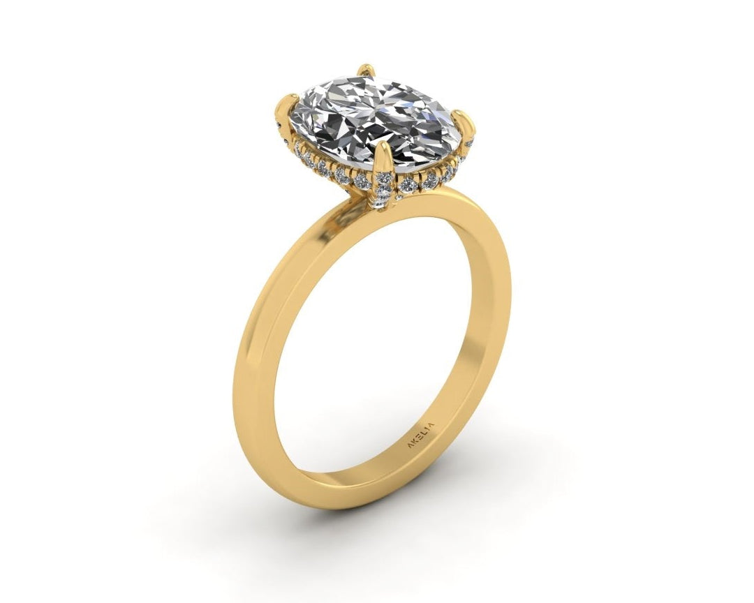 Oval Diamond Set Prongs Gallery Engagement Ring