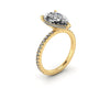 Pear Diamond Set Prongs Gallery Engagement Ring with Pavé Band