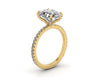 Oval Diamond Set Prongs Engagement Ring with Pavé Band