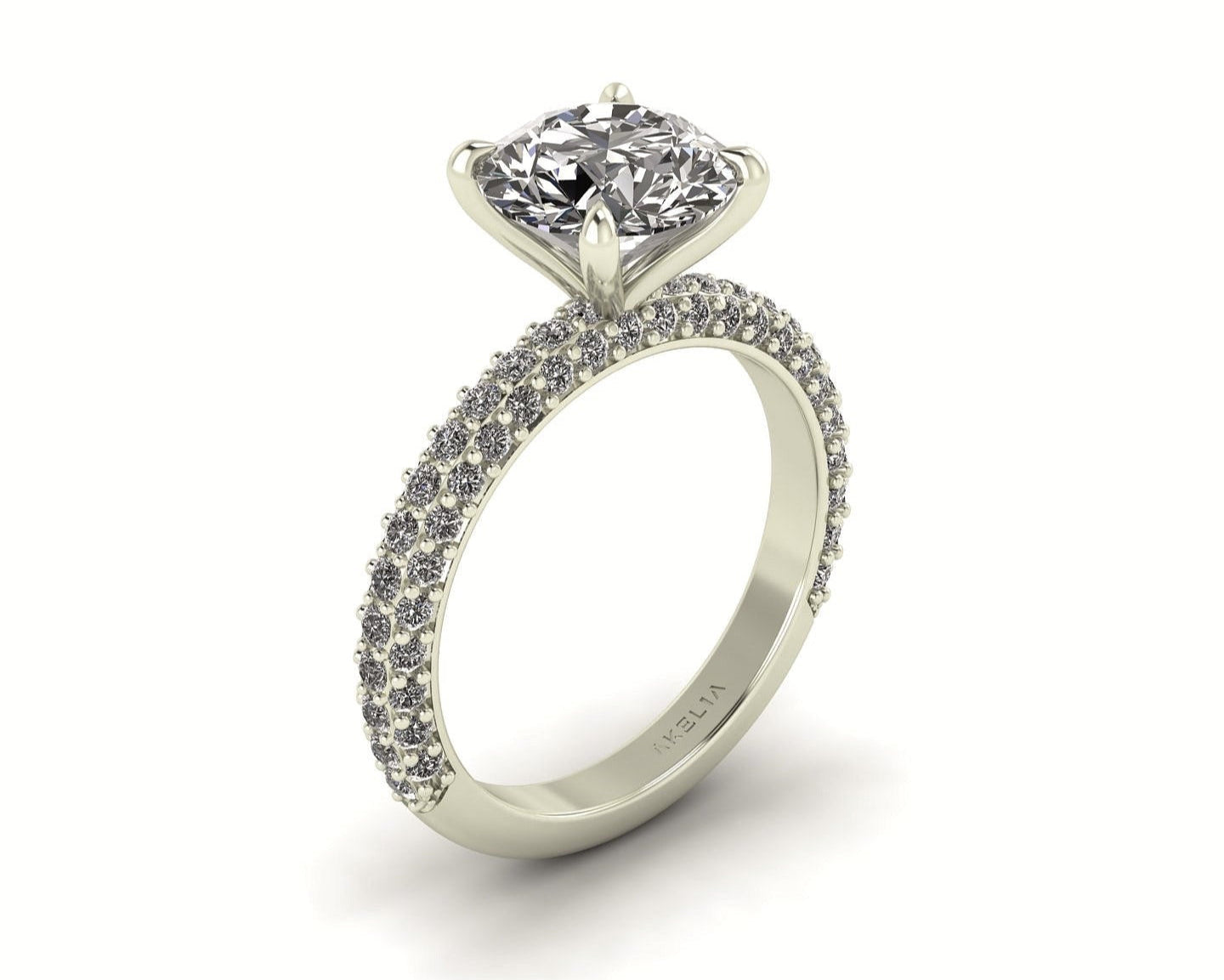 Celeste Round Three Row Micro Pavé Engagement Ring