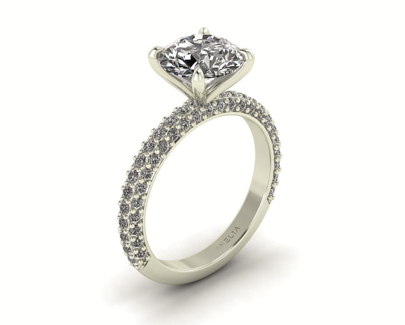 Celeste Round Three Row Micro Pavé Engagement Ring