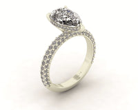 Celeste Pear Gallery Three Row Micro Pavé Engagement Ring