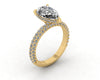 Celeste Pear Gallery Three Row Micro Pavé Engagement Ring
