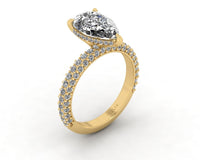 Celeste Pear Gallery Three Row Micro Pavé Engagement Ring