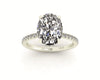 Oval Diamond Set Prongs Gallery Engagement Ring with Pavé Band