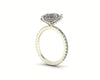 Pear Diamond Set Prongs Gallery Engagement Ring with Pavé Band