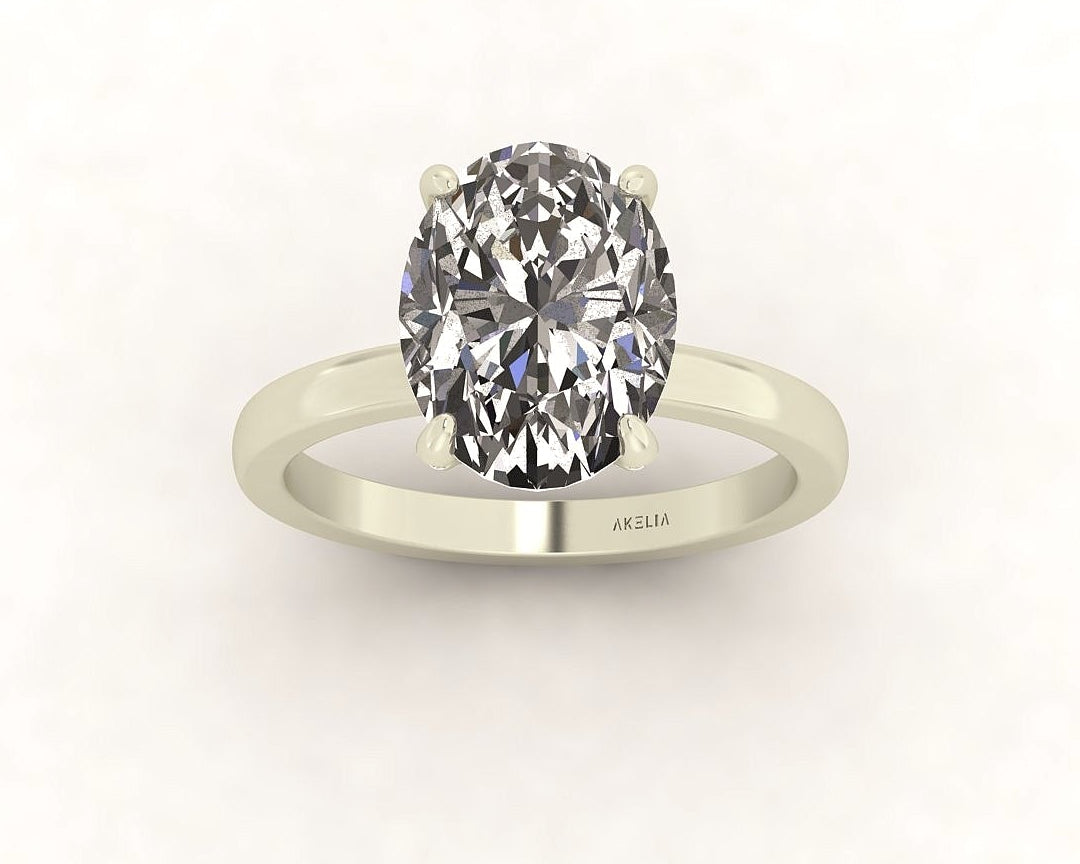 Oval Diamond Set Prongs Solitaire Engagement Ring