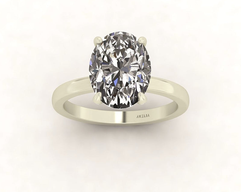 Oval Diamond Set Prongs Solitaire Engagement Ring