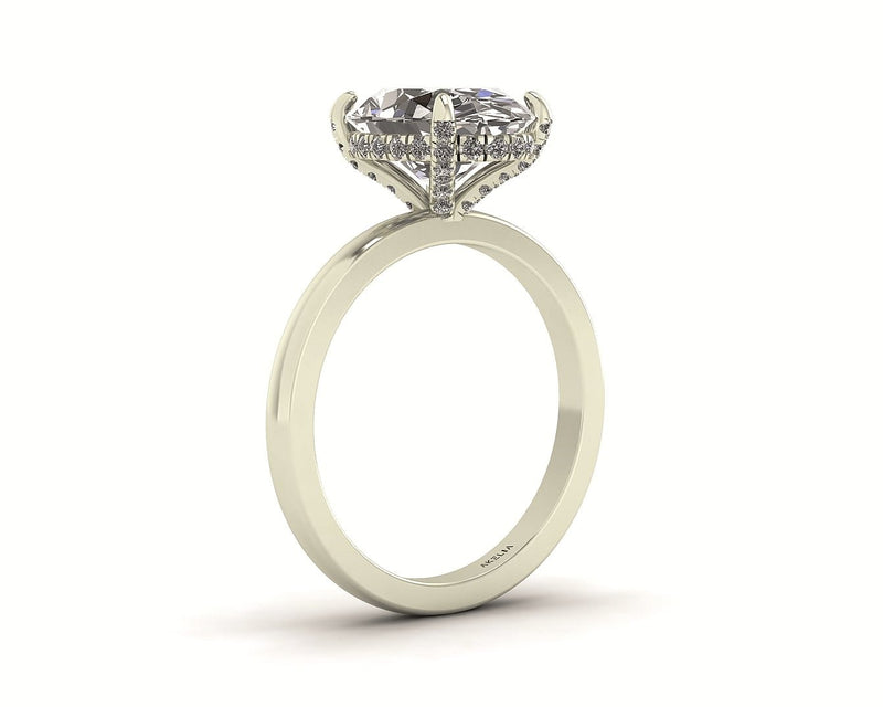 Oval Diamond Set Prongs Gallery Engagement Ring