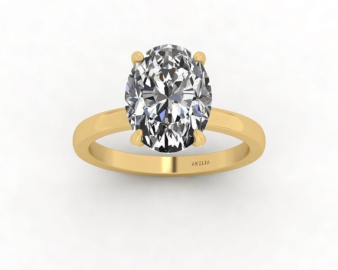 Oval Diamond Set Prongs Solitaire Engagement Ring
